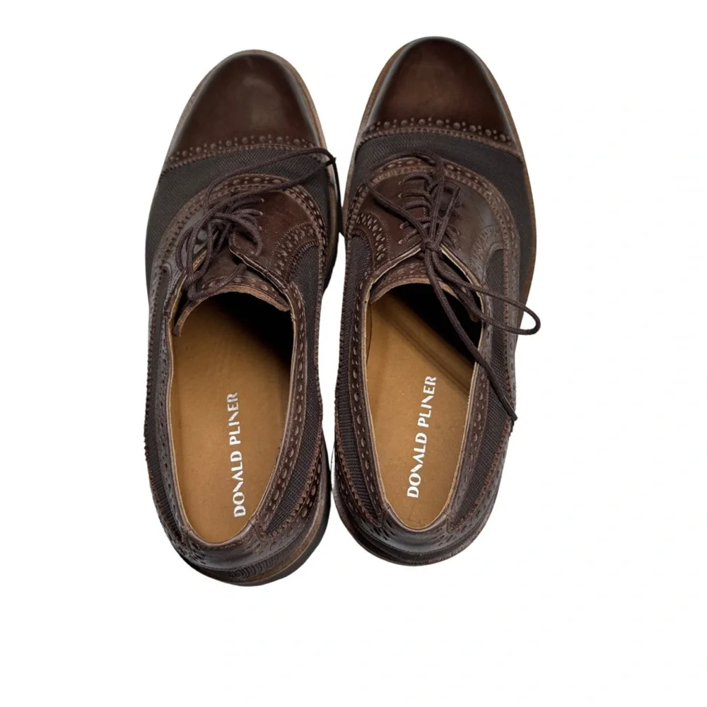 Donald J. Pliner Jordin Men's Dark Brown Oxford Derbys leather nylon office 8.5